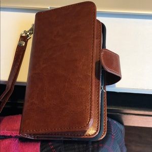Brown leather cell phone holder